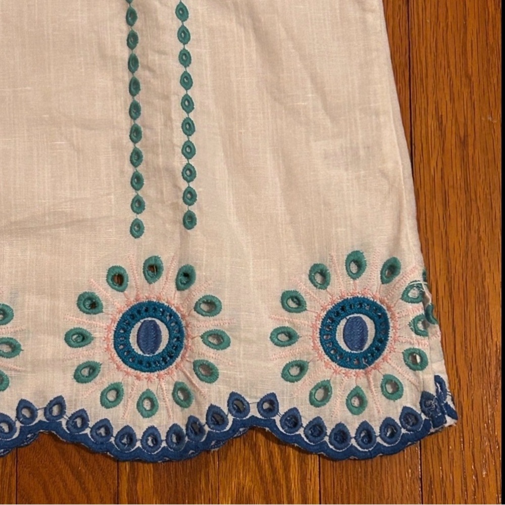 Talbots 55% Linen Embroidered Square Neck Top - Size M - Picture 5 of 12